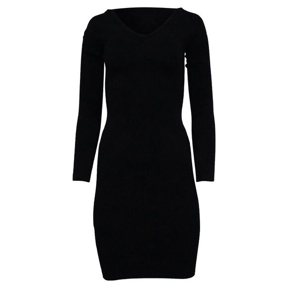 Burberry V-neck Midi Dress in Black Viscose